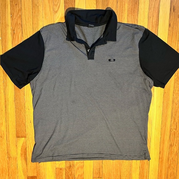 Oakley Black and Gray Striped Polo Shirt - Picture 1 of 3